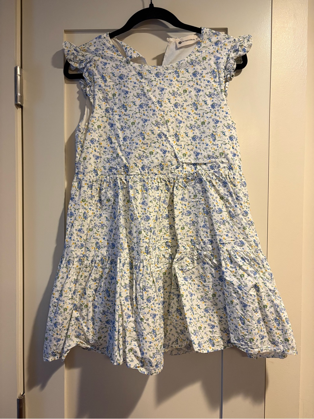 The Impeccable Pig White Sundress With Blue & Yellow Floral Print